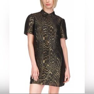 Michael Kors Metallic Moiré Mini Shirtdress Silk Blend Women Size 6 NEW Party